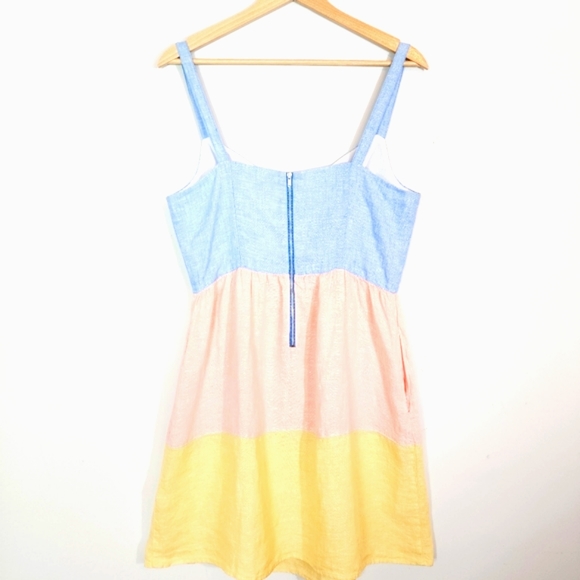 Cynthia Rowley 100% Linen Color Blocked Dress with Pockets Size Medium - Picture 8 of 8